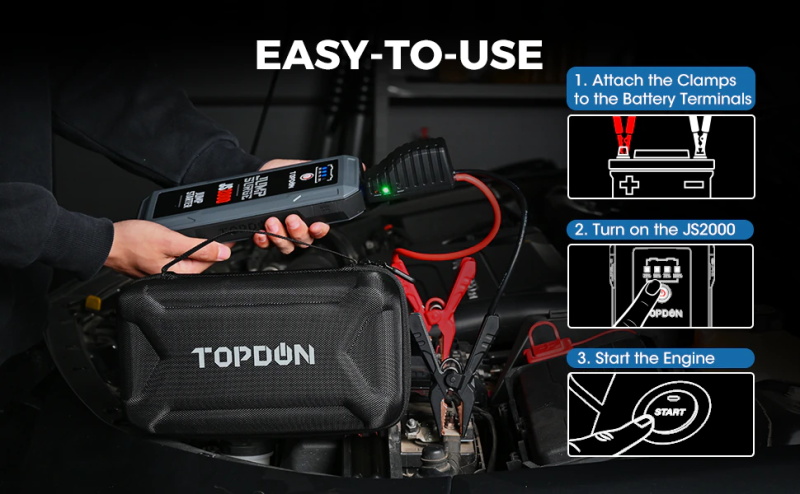 Booster de batterie de démarrage de voiture TOPDON JS2000
