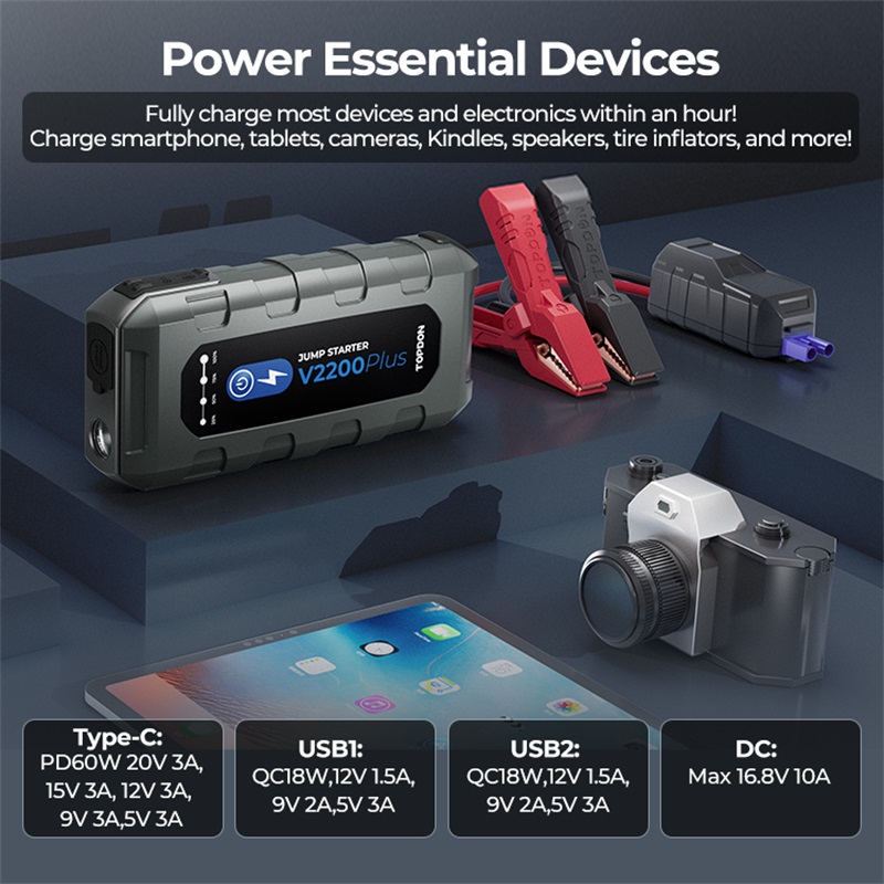 Topdon V2200Plus Banque d'alimentation portable d'urgence pour véhicule