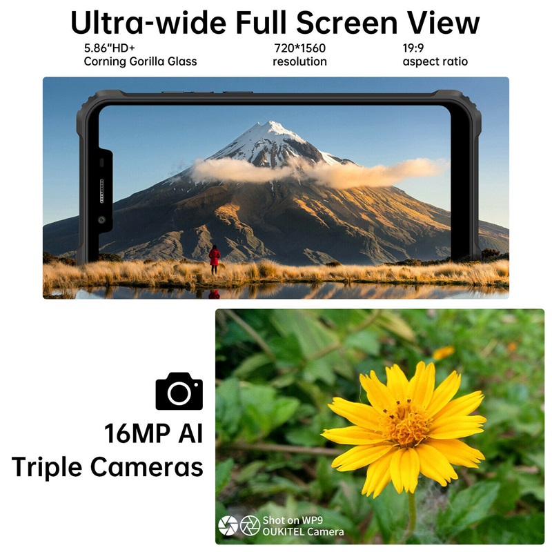 OUKITEL WP9 Helio P60 Octa Core Android 10 Smartphone robuste