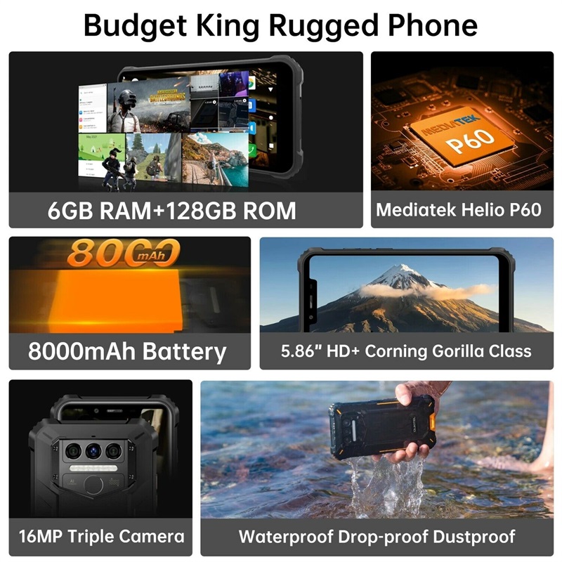 OUKITEL WP9 Helio P60 Octa Core Android 10 Smartphone robuste