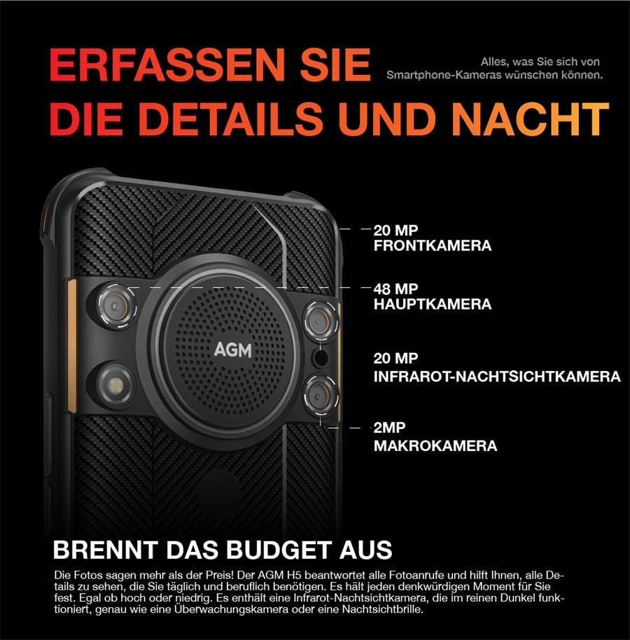 Smartphone AGM H5 5G 6,5 pouces Double SIM Android 12