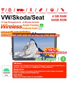 9'' Android 13.0 4G LTE Autoradio / Multimedia 4GB RAM 64GB ROM Für VW Magotan, Passat, Tiguan, Touran, Seat, Skoda Built-in CarPlay / Android Auto