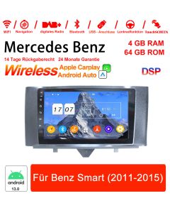 9 pouces Android 13.0 Autoradio / Multimédia 4 Go de RAM 64 Go ROM pour Mercedes Benz Smart 2011-2015