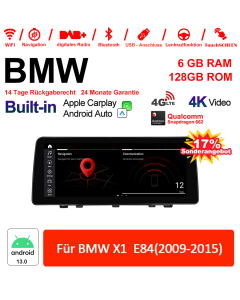 Pour BMW X1 E84 (2009-2015) Avec WiFi 12,3 pouces Qualcomm Snapdragon 662 8 Core Android 13.0 4G LTE Autoradio/Multimédia USB WiFi Navi Carplay