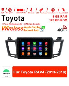 Für Toyota RAV4 2013-2018 Built-in Carplay/ Android Auto 10.1 Zoll Android 12.0 4G LTE Autoradio / Multimedia 8GB RAM 128GB ROM 