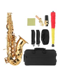 ammoon Bb Sopransaxophon Goldlack Messing Saxophon mit Instrumentenkoffer