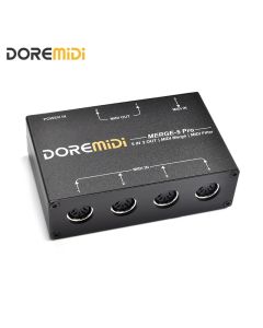 Merge-5 Pro kann bis zu 5 Midi-Eingangs signale in 1 Midi-Datenstrom zusammenführen und kann direkt über 2 Midi-Schnitts tellen ausgegeben werden