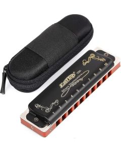 Easttop Mundharmonika Schlüssel Von G 10 Loch 20 Ton Diatonische Blues Mundharmonika G mit Koffer Top Grade für professionelle Spieler, Anfänger