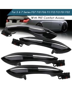 4X Schwarz Äußere Außen Außen Komfort Zugang Türgriff Set Für BMW 5 6 7 Serie F07 F10 F11 F06 F12 F13 F01 F02 51217231931