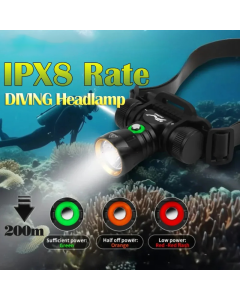 2025 LED Tauchen Scheinwerfer 5000LM IPX8 Rate Wasserdichte Scheinwerfer Unterwasser 200 M 18650 Batterie Tauchen Kopf Taschenlampe
