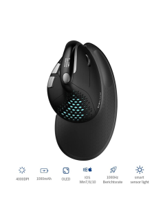 Ergonomische vertikale Maus mit OLED-Bildschirm, 4000 DPI, wiederaufladbar, 1000 mA, abnehmbare Rückseite für Computer