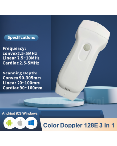 128 Elemente Wireless Ultraschall-Farbdoppler 3-in-1-Sonde USB- und WLAN-Unterstützung Android iOS Windows