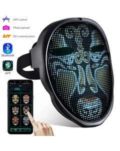 Programmierbare LED-Gesichtsmaske mit App - Bluetooth Lichtsteuerung für Karneval, Cosplay & Halloween-Partys Gesichtswechsel der mobilen APP