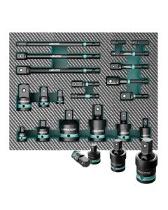 1/4" 3/8" 1/2" Schlagsteckdosenadapter und Reduzierstück, inklusive Reduzierstücken, Universalgelenken, Steckdosenadapterverlängerung, 20 Stück
