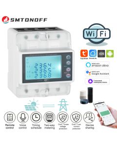 3 Phasen 4 Draht 380 V 100 A Tuya WiFi Smart Bidirektionale Energie Power kWh Meter Über Unter Spannung Schutz Überlast schutz