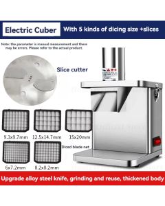 Kommerzielle elektrische Gemüsewürfel-Schneidemaschine, Obstschneider, Schneidstreifen, Küchenmaschine mit 5 Klingen