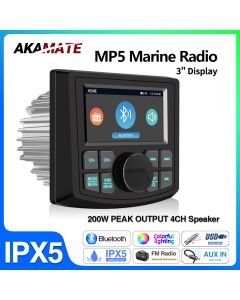 Marine Radio MP5 Stereo 3 Zoll Display Media Video Player Wasserdicht Bluetooth AUX AM FM RDS für ATV UTV SPA RZR
