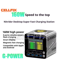 G-POWER 160W 8-Port GaN Schnellladegerät PD QC 4C4A für IPhone Android Reparatur elektronischer Geräte Schnellladewerkzeug