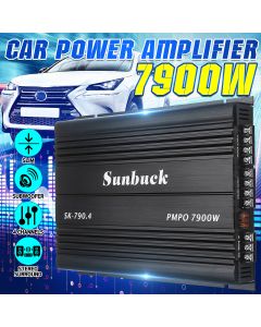 4-Kanal 12V Auto-Leistungsverstärker Klasse A/B Digital Stereo Surround Passiver Subwoofer Audio-Player für Autos Max 7900W
