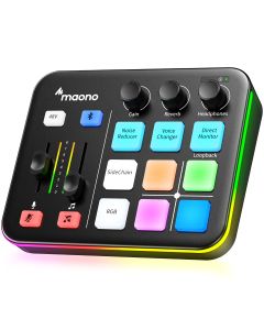 Maono G1 Neo Gaming Audio Mixer, custom sound effects RGB streaming with XLR microphone audio interface