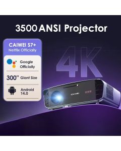 CAIWEI S7+ [Netflix offiziell lizenziert] Projektor Android 14 4K Ultra HD Autofokus Dolby 3500 ANSI