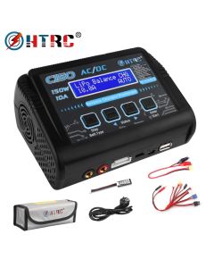 HTRC C150 Lipo Ladegerät Balancer AC/DC 150W 10A Batterie Entlader für LiPo LiHV LiFe Lilon NiCd NiMh Pb Batteri + 8 in 1 Kabel
