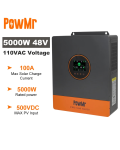 Powmr Split-Phase-Wechsel richter 110V 48V 5kW netz unabhängig reiner Sinus-Hybrid-Solar-Wechsel richter mit mppt 100a Batterie ladegerät