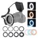 Flash annulaire macro LED avec écran LCD 3000-15000K GN15, contrôle de puissance avec 3 diffuseurs de flash