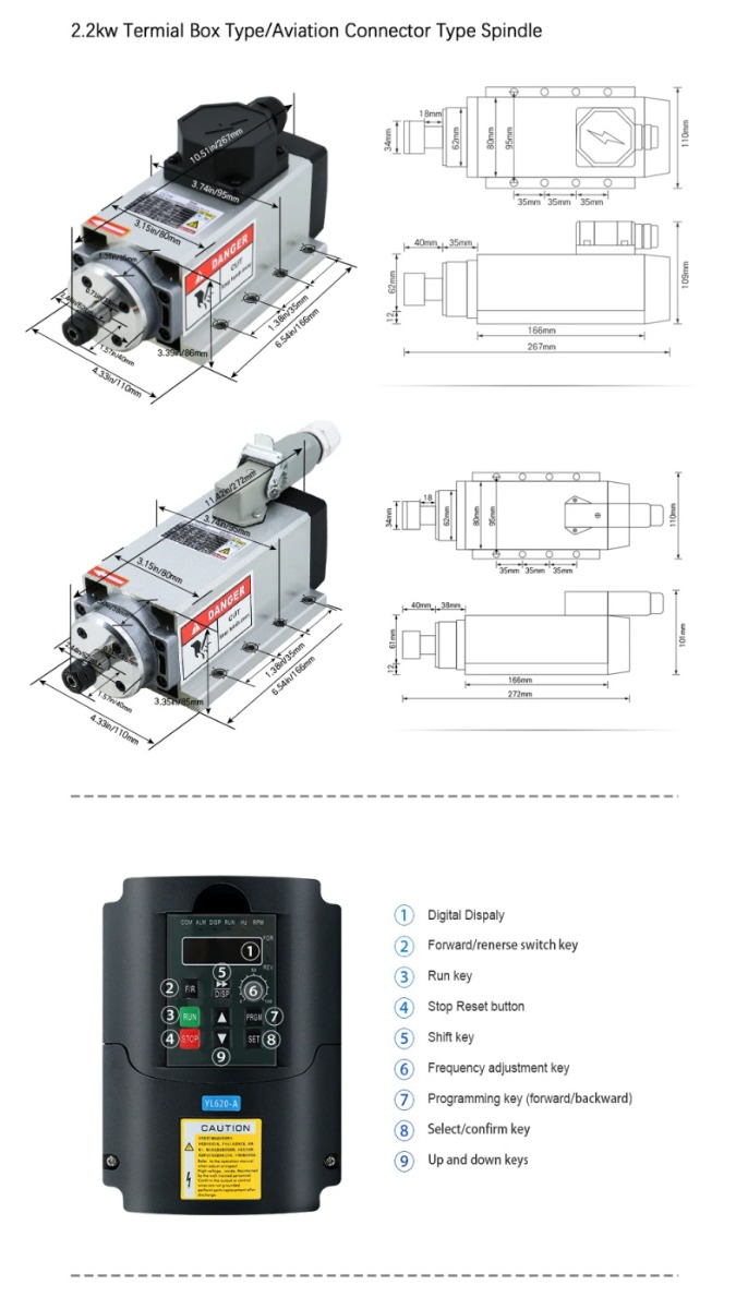 moteur de broche refroidi par air