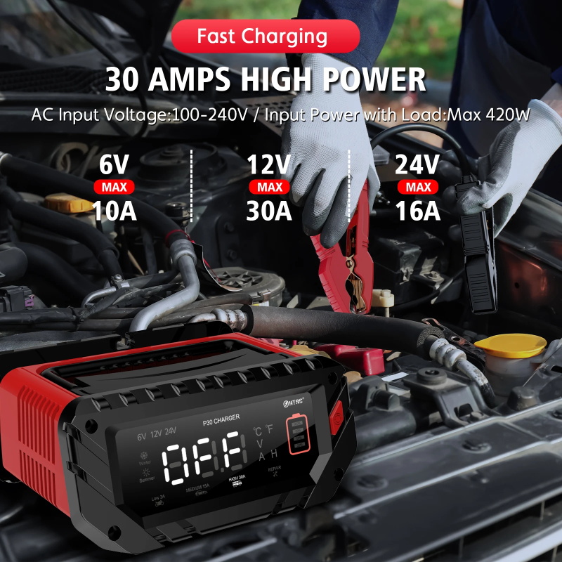 Chargeur de batterie de voiture 12V 30A